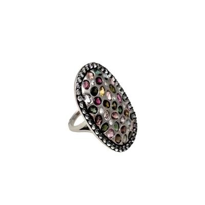 Lot #61D Sterling Silver Ring - Multi Gem, Size 7
