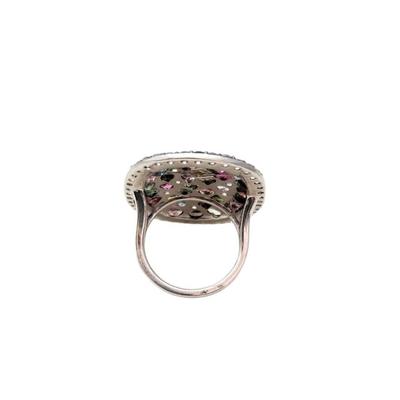 Lot #61D Sterling Silver Ring - Multi Gem, Size 7