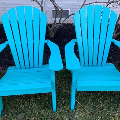 PAIR Blue Weather Proof Adirondack Chairs