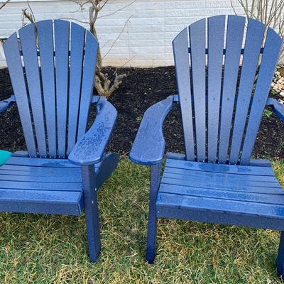 PAIR Navy Blue Weather Proof Adirondack Chairs