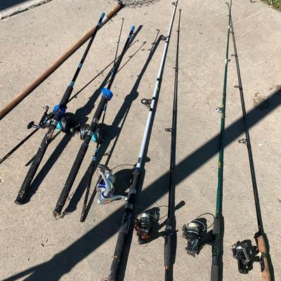 Fishing Rods & Crab Net Lot