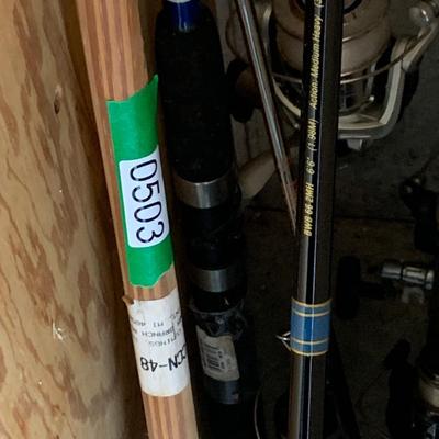 Fishing Rods & Crab Net Lot