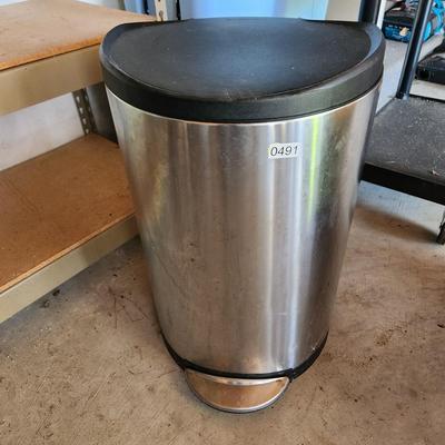 Large Step ON Simplehuman 1/2 Round Waste Trash Can 16x13x26