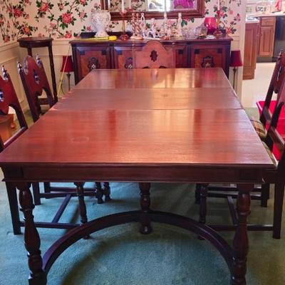 6 Antique Dining Room Chairs, 5 armless, 1 armed