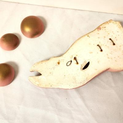 Lot #74 Vintage Chalkware Pink Wall fish with Bubbles!