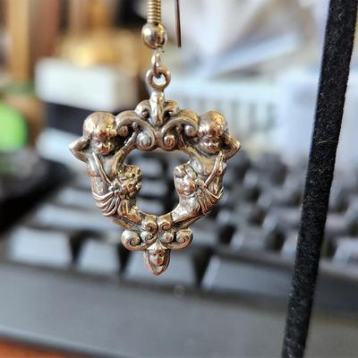 Lot #75D Sterling Pierced Earrings - Angels/Cherubs