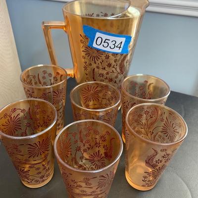 Vintage Juice Set Pitcher & Glasses