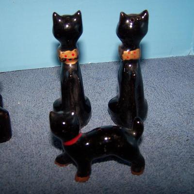 LOT 91 ADORABLE VINTAGE BLACK CATS FAMILY & SALT/PEPPER JAPAN