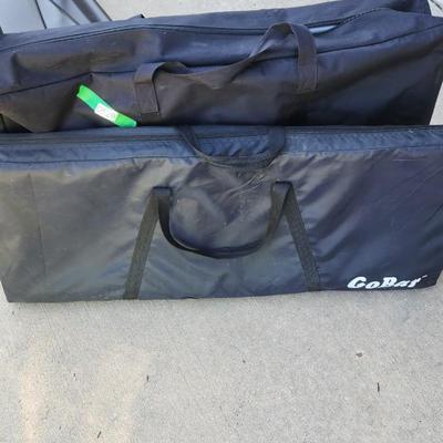 Camco Olympian Folding Grill Table and Folding GoBar Table w Several Skirts