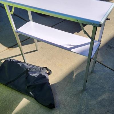 Camco Olympian Folding Grill Table and Folding GoBar Table w Several Skirts