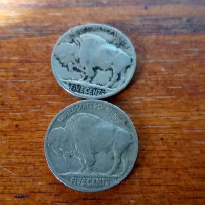 LOT 14 TWO OLD BUFFALO NICKELS