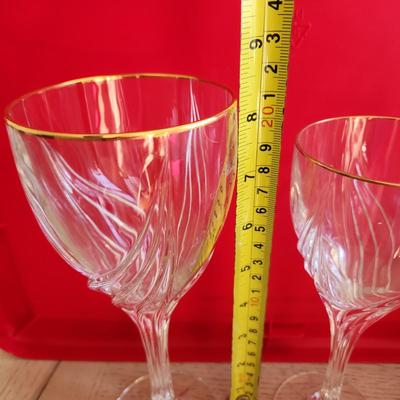 lot of 13 Lenox Debut Crystal Gold Trim Water Wine Goblet glasses
