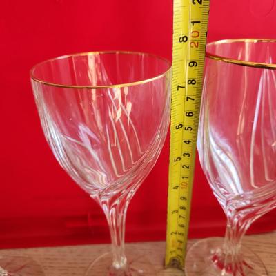 lot of 13 Lenox Debut Crystal Gold Trim Water Wine Goblet glasses
