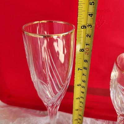 lot of 18 Lenox Debut Crystal Gold Trim 7 Wine 11 Champagne glasses