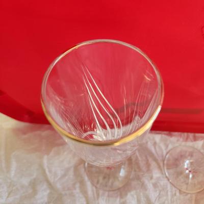 lot of 18 Lenox Debut Crystal Gold Trim 7 Wine 11 Champagne glasses
