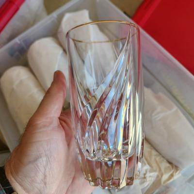 lot of 12 Lenox Debut Crystal Gold Trim Highball glasses Barware