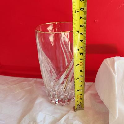 lot of 12 Lenox Debut Crystal Gold Trim Highball glasses Barware