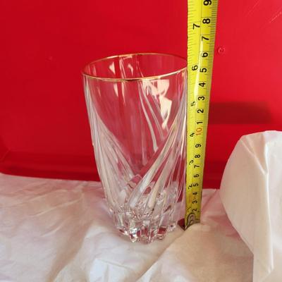 lot of 12 Lenox Debut Crystal Gold Trim Highball glasses Barware