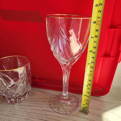 Lot of 17 Lenox Debut Crystal Gold Trim 12 Lowball 5 Water glasses