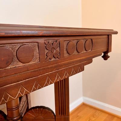 Ornate Antique Carved Wood Table