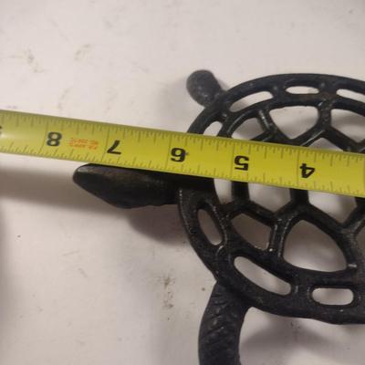 Cast Iron Turtle Design Trivet and Small Skillet
