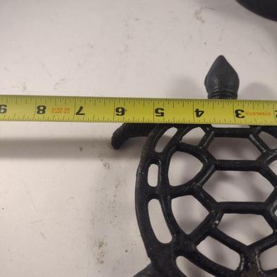 Cast Iron Turtle Design Trivet and Small Skillet