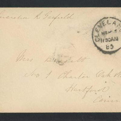 First Lady Lucretia Garfield signed envelope