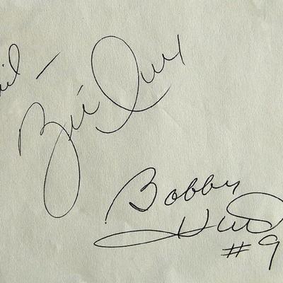 Brett Hull & Bobby Hull signature slip 