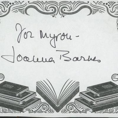 Joanna Barnes signed bookplate