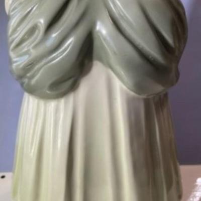 Mid-Century Colonial Dressed Lady Ceramic Hand Painted Figurine 15.75" Tall in VG Preowned Condition.