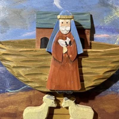 Vintage All Wood & Acrylic 3-D NOAH'S ARK Framed Artwork (Frame Size 15" x 22.5") Preowned from an Estate. Very Nicely...