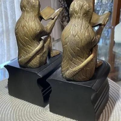 Vintage Castilian Imports Solid Brass Monkey's Bookends Made in India in Good Preowned Condition. (8.5