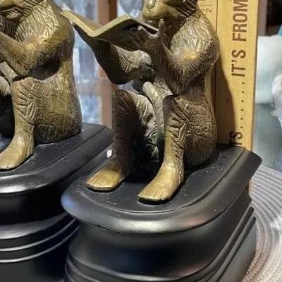 Vintage Castilian Imports Solid Brass Monkey's Bookends Made in India in Good Preowned Condition. (8.5