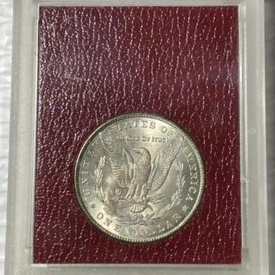 1897-P Morgan Silver Dollar Redfield Collection Paramount Holder Mint State 65 as Pictured.