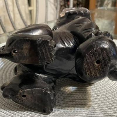 VINTAGE Asian c1900 Hand Carved Hard Wooden Foo Dog Lion Figure 8.25" Tall & 5.5" Wide in Good Preowned Condition as Pictured.