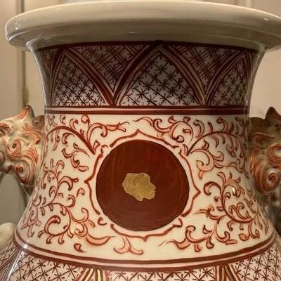 Early Japanese Kutani/Satsuma Hand Painted Signed Red/Gold Mark Vase from 1800's 15.5