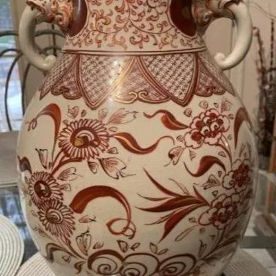 Early Japanese Kutani/Satsuma Hand Painted Signed Red/Gold Mark Vase from 1800's 15.5