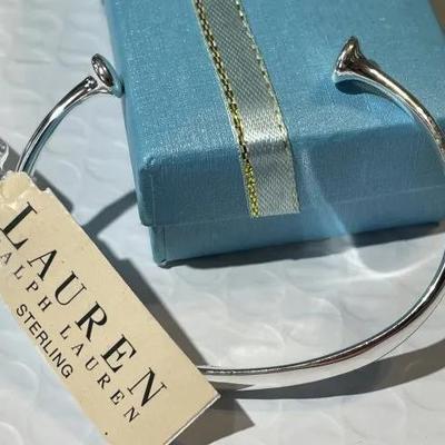 Vintage Scarce Ralph Lauren Solid Sterling Silver Cuff Bracelet New Never Worn Condition. Standard Size for a 7" Wrist.