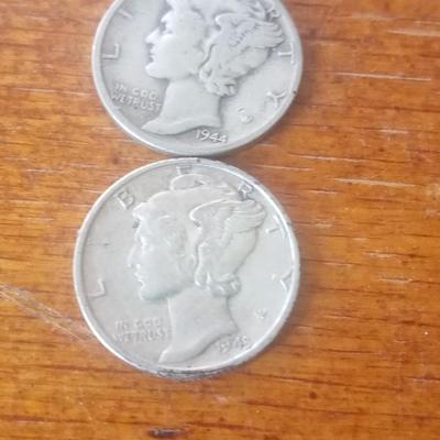 LOT 23 TWO OLD MERCURY DIME