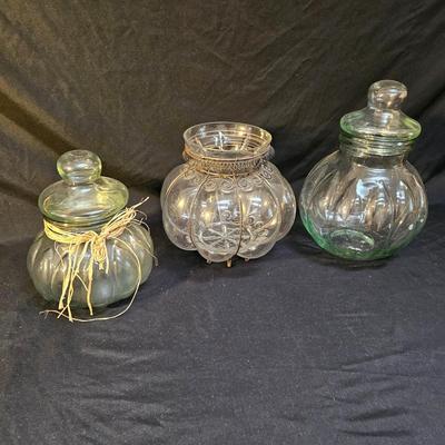 Three Decorative Glass Jars (DR-DW)