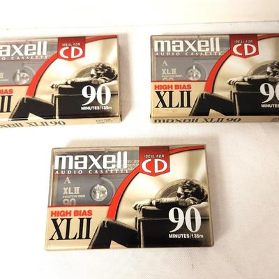 Lot #79 Lot of 3 new in shrinkwrap Maxell 90 minute High bias cassette tape - vintage