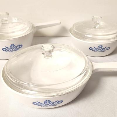 Lot #85 3 Piece Corning Ware Lot - Cornflower pattern