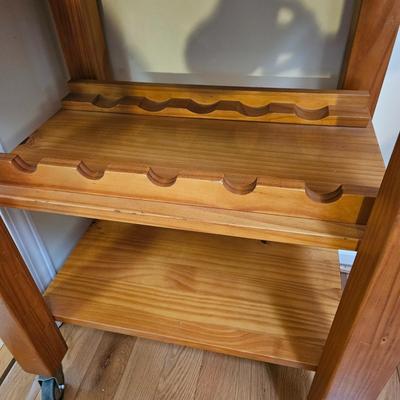 Solid Wood Kitchen Cart with Wine Storage (LR-DW)