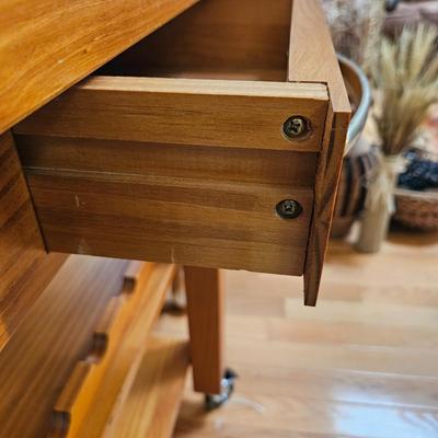 Solid Wood Kitchen Cart with Wine Storage (LR-DW)