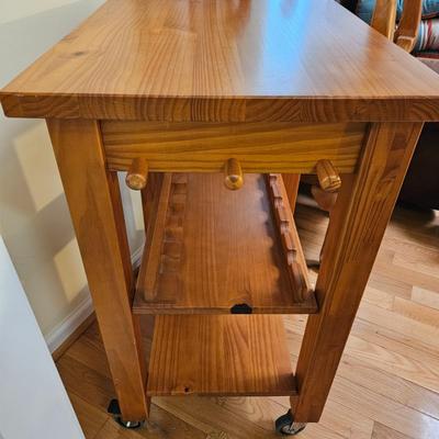 Solid Wood Kitchen Cart with Wine Storage (LR-DW)