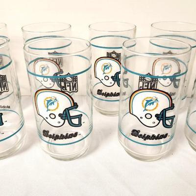Lot #90 Lot of 12 NFL Miami Dolphins Drinking Glasses - Mobil Premium