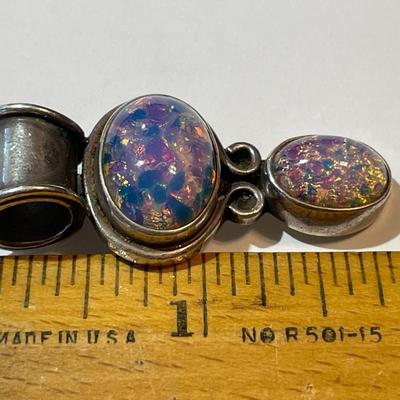 Vintage Mexican Opalesque 2-Stone Pendant in Sterling Silver Mounting in Good Preowned Condition.