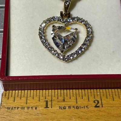 Vintage Never Worn Nolan Miller Gold-tone Crystal Heart Pendant on a 18" Necklace in Great Condition.