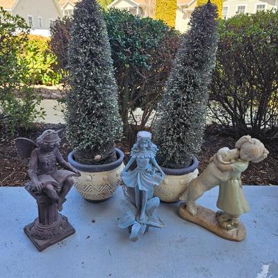 Fairy Yard Statuettes. Topiaries and More (BY-DW)