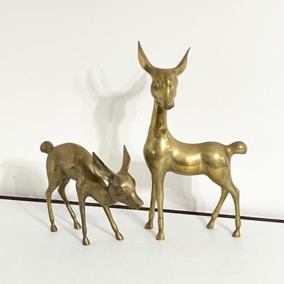 Pair (2) Solid Brass Deer